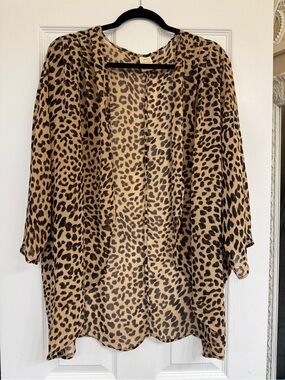 Faded Glory Leopard Sheer Kimono L